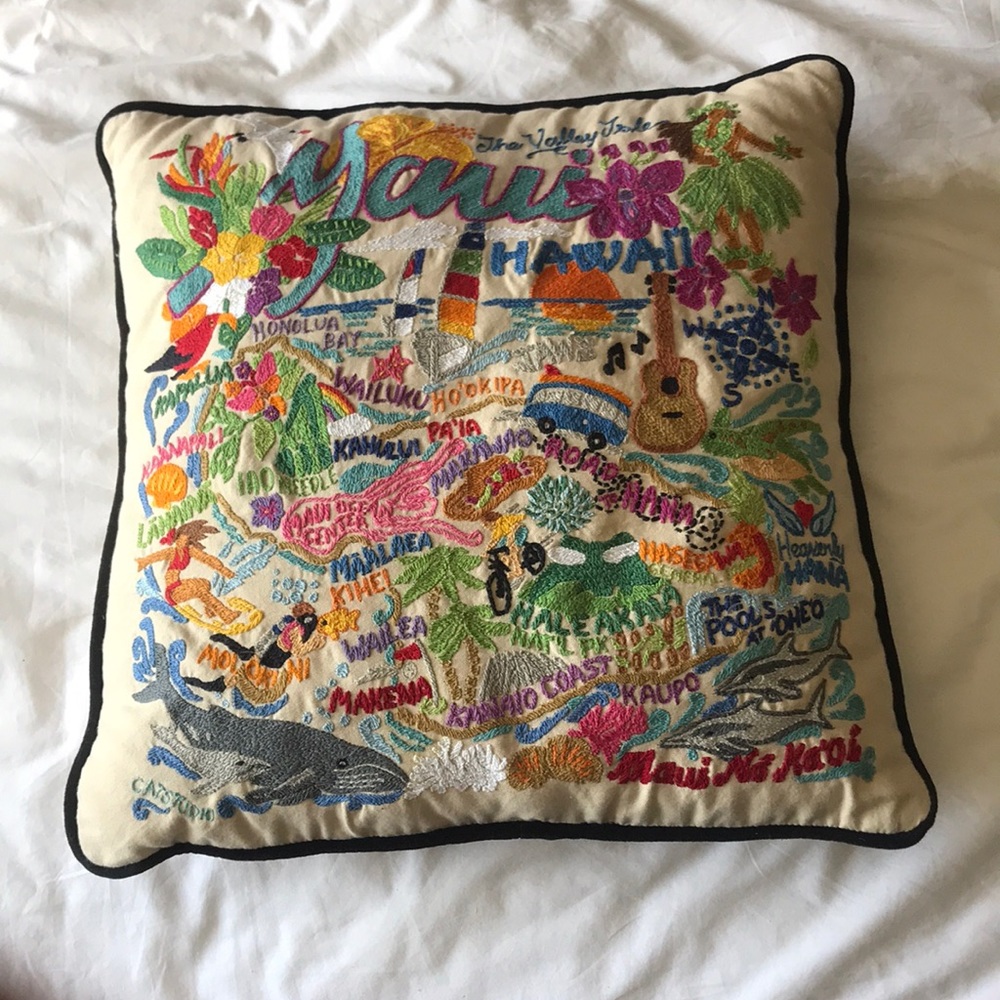 Hand-embroidered pillow